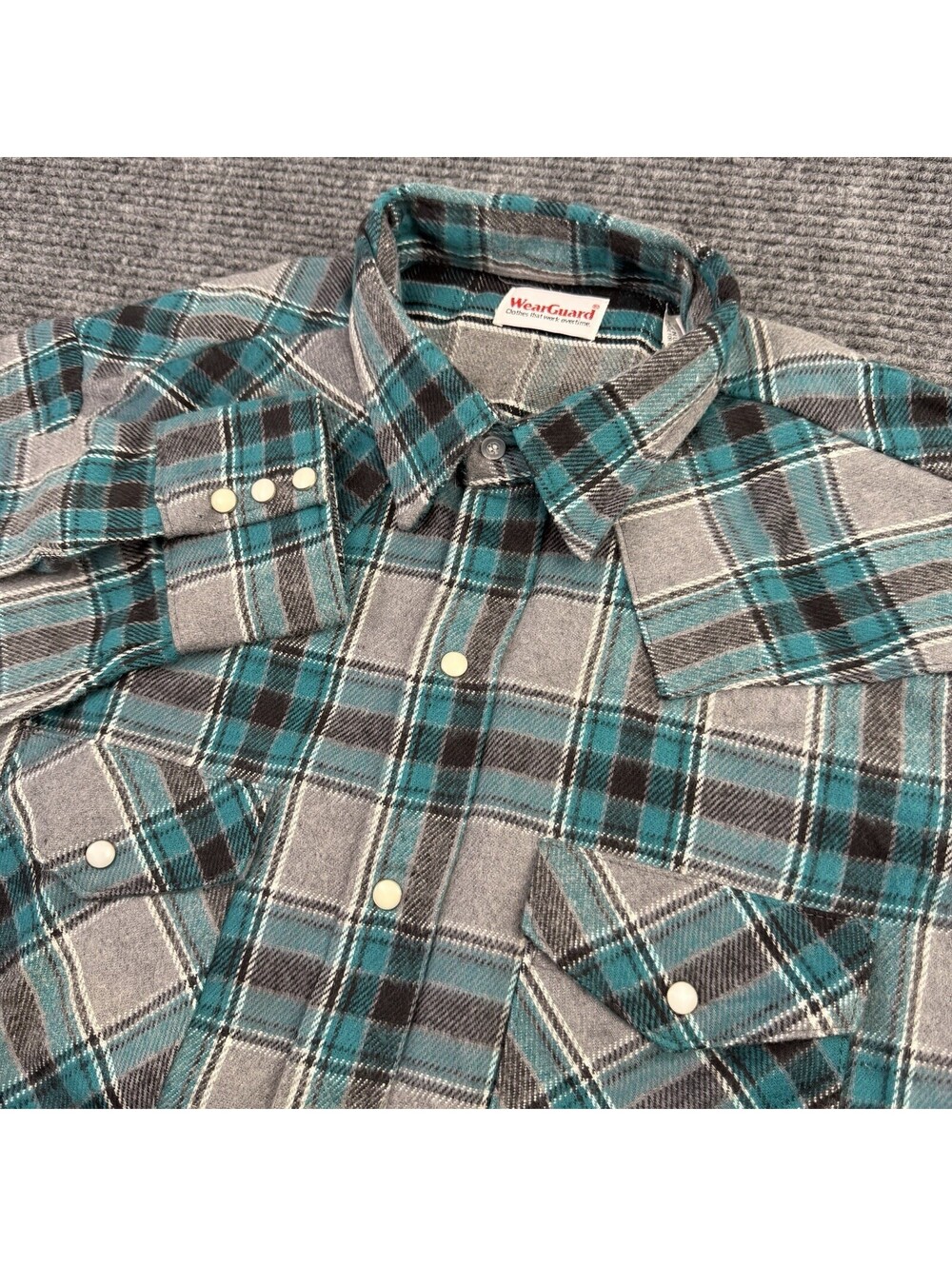 Vintage WearGuard USA Western Pearl Snap Flannel Shirt Men’s Large Tall Plaid
